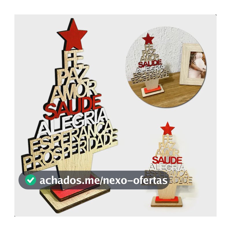 Mini Árvore de Natal Art Christmas Madeira 18cm Marrom Claro