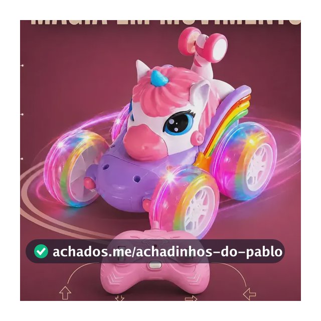 Carrinho Controle Remoto Menina Rosa Unicornio Recarregavel Pilhas Luzes Led Brinquedo Presente Kids Sem Fio Infantil Rapido
