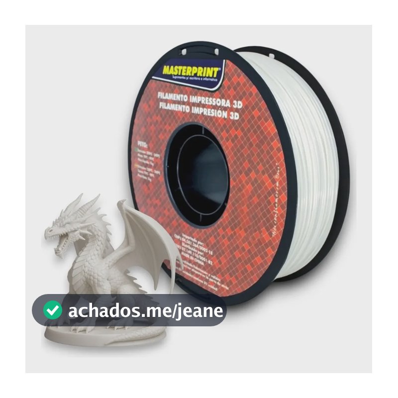 Filamento Impressora 3d Masterprint Petg 1.75mm 1kg Branco