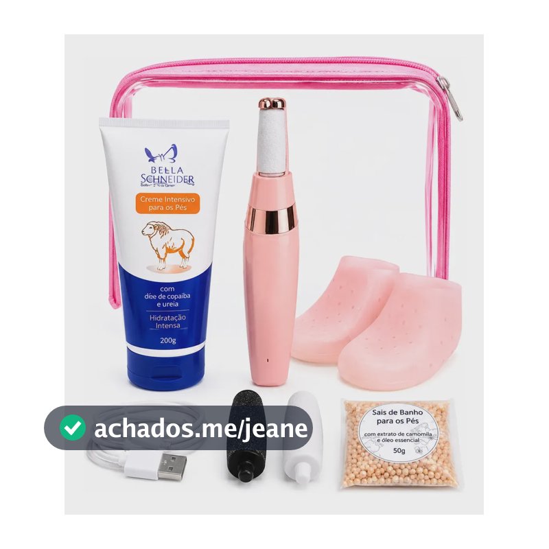 Kit Spa Dos Pes Lixa Eletrica Meias Silicone Sebo Carneiro 110/220v Bivolt
