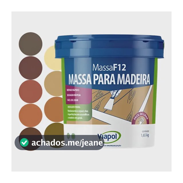 Massa F12 Rejunte Para Madeira Viapol 1,6 Kg Todas As Cores