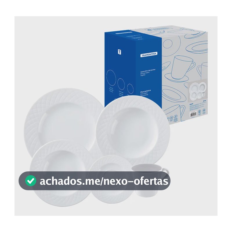 Aparelho de Jantar Ingrid em Porcelana 20 Peças Cor Branco Tramontina