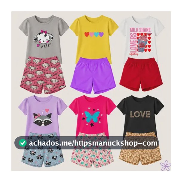 Kit Conjunto Infantil Menina Verão 6 Peças 3 Conjuntos