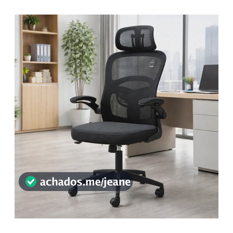 Cadeira de Escritório Vincere Brasil Elegance Graphite II Ergonômica com Apoio Lombar Preta em Malha