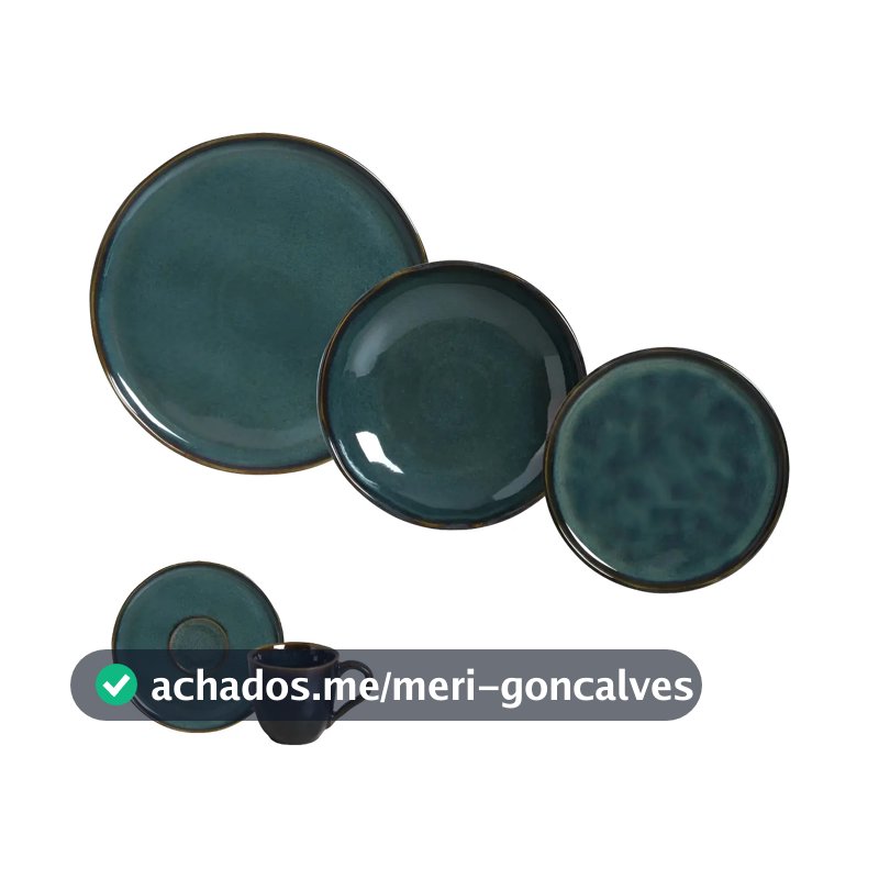Aparelho de Jantar Stoneware Azul Linha Oceano 30 Peças Porto Brasil