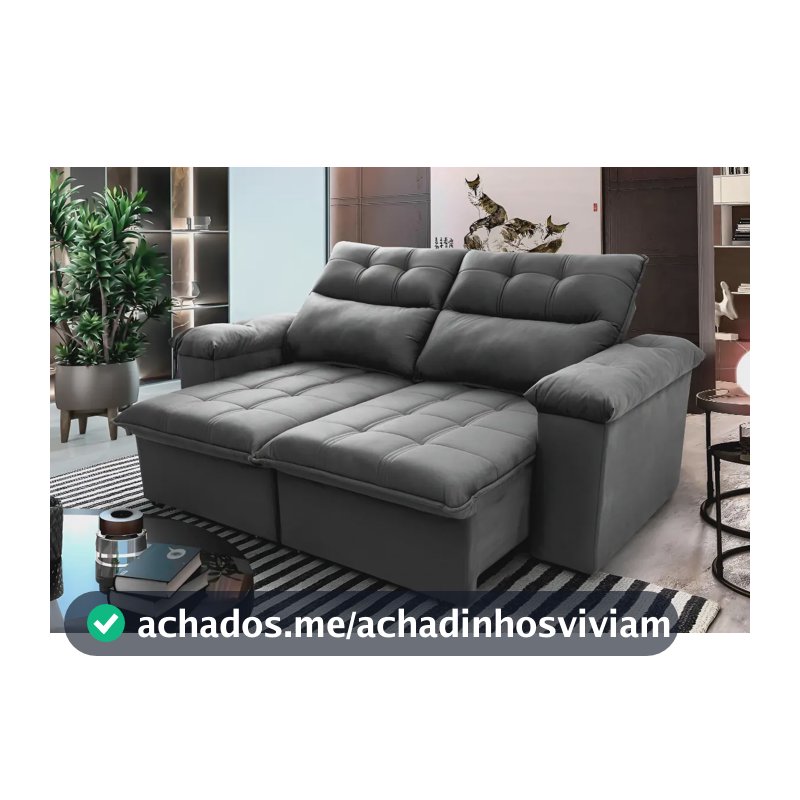 Sofá Retrátil/reclinável King House Verona 1,50m Velut Cinza C/ Molas