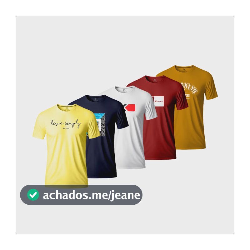 Kit 5 Camiseta Masculina Leves Defeitos Algodão Variadas G Estampa Localizada