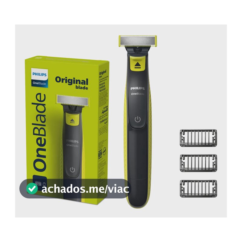 Barbeador E Aparador Elétrico Philips Oneblade Para Todos Os Tipos De Pele E Barba E À Prova D'água - Qp2724/10 Preto Bivolt
