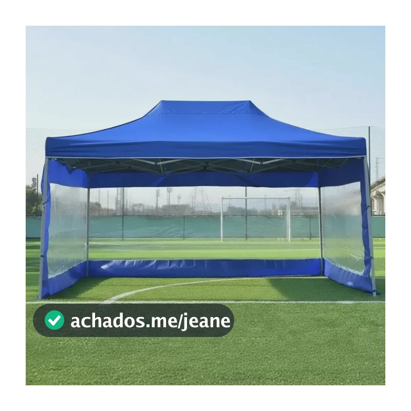 Kit Tenda Gazebo 3x6 Com Laterais Transparentes  Articulada Azul
