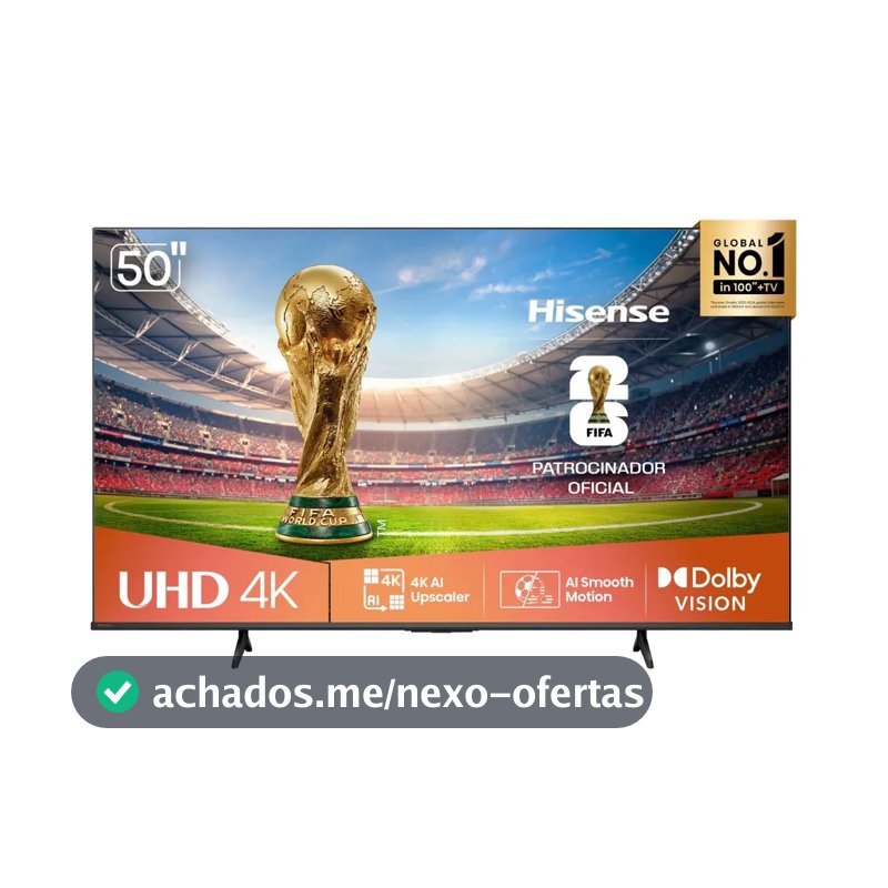 Smart TV Hisense 4K 50" Polegadas 50A6NV com Dolby Vision, HDR10, HLG, Dolby Gaming, Film Maker, DTS Virtual X, Compatibilidade Alexa e Google Home