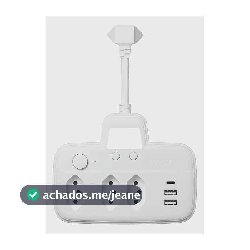 Extensão Coibeu Série Luar 3tomadas 2 Usb 1pd Bivolt Led Branco 127/220v