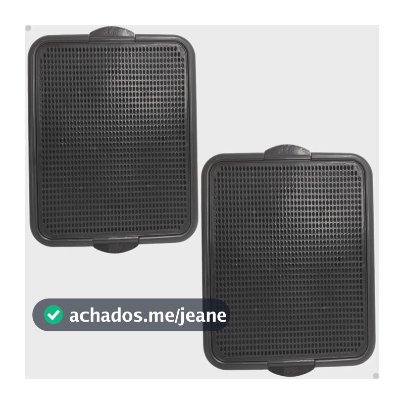Kit 2 Tapete Coletor Areia Gatos Lavável Bandeja Coletora Preto