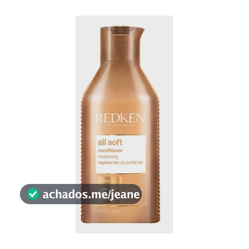 Redken All Soft Condicionador Hidratante, Óleo de Argan, Protein Complex, Sem Sulfatos nem Parabenos, Fragância Coco, Dermatologicamente testado, 300 ml