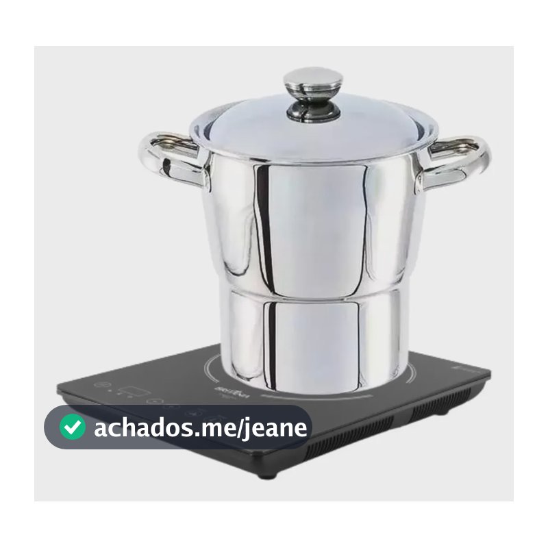 Cuscuzeira Inox Premium Indução Nordestina 16cm Tradicional  Cinza-claro