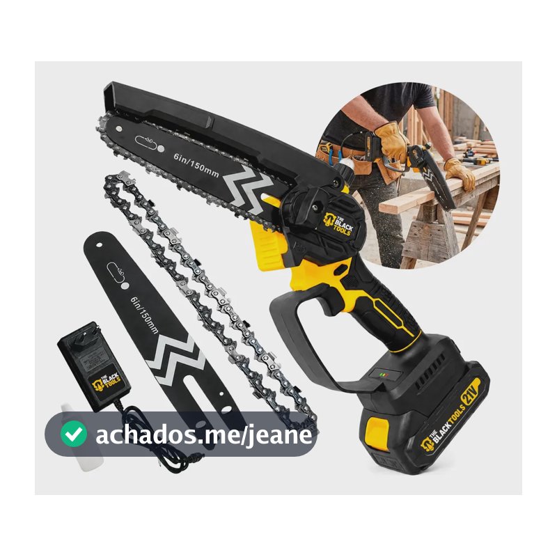 Mini Motosserra A Bateria The Black Tools Bts-300 Azul 21v