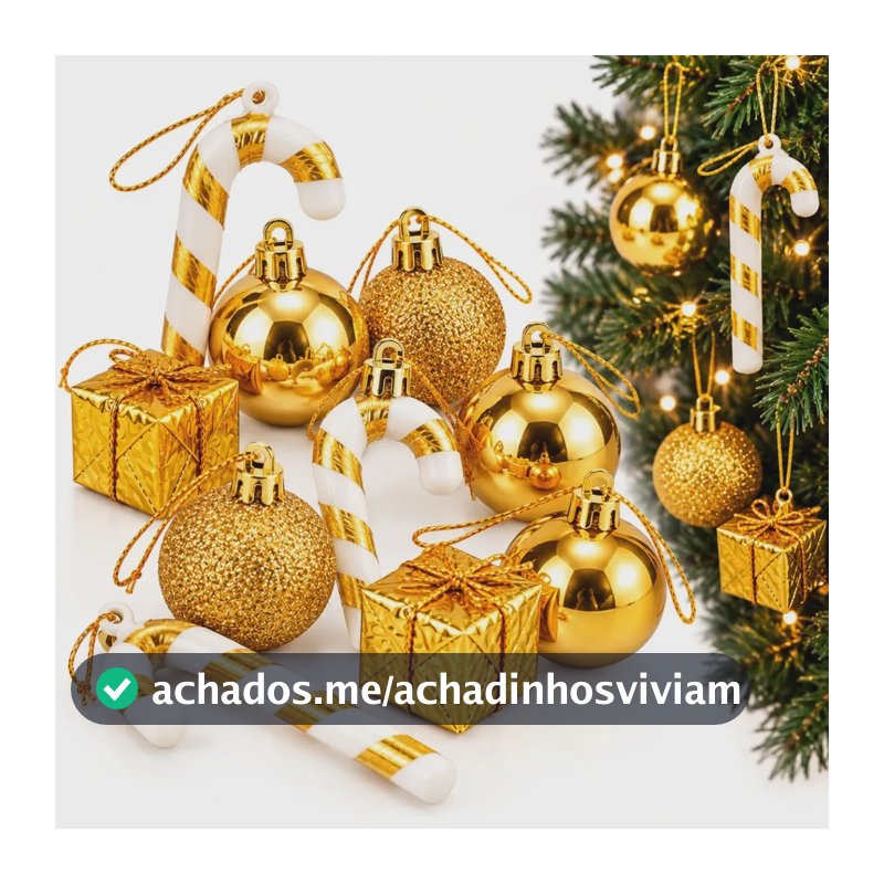 Kit 40 Enfeites Natalinos Pendentes Árvore Natal Decoração Dourado