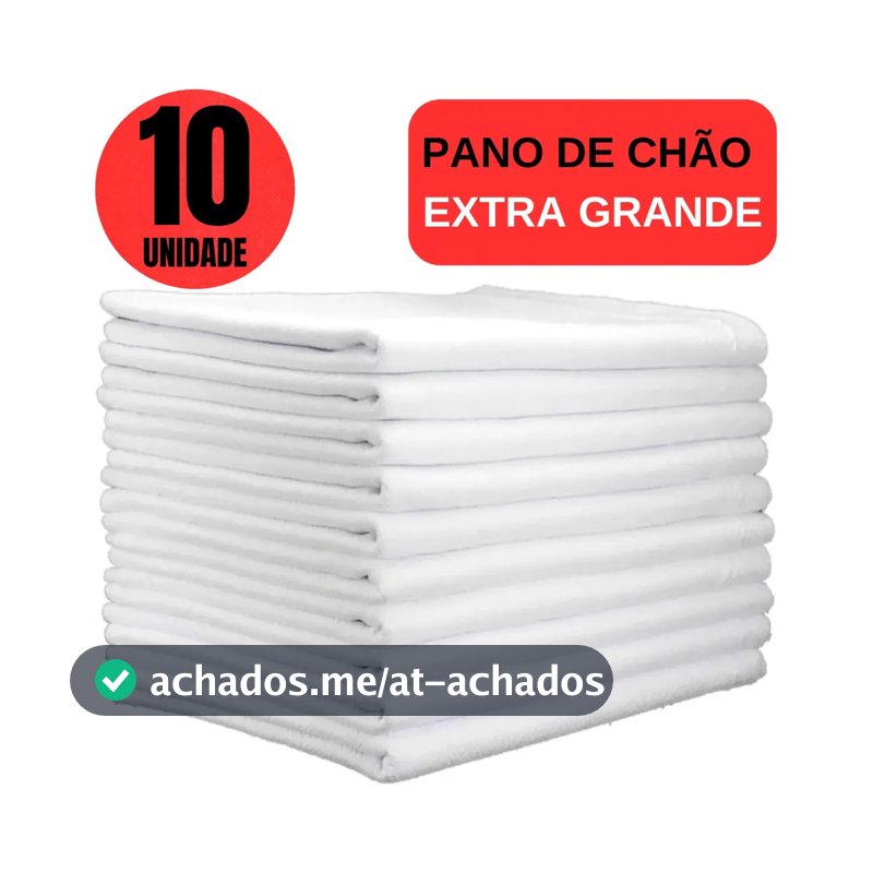 Kit 10 Panos de Chão Extra Grande 45x65cm Algodão Branco Ditap Mix Absorvente Limpeza Pesada