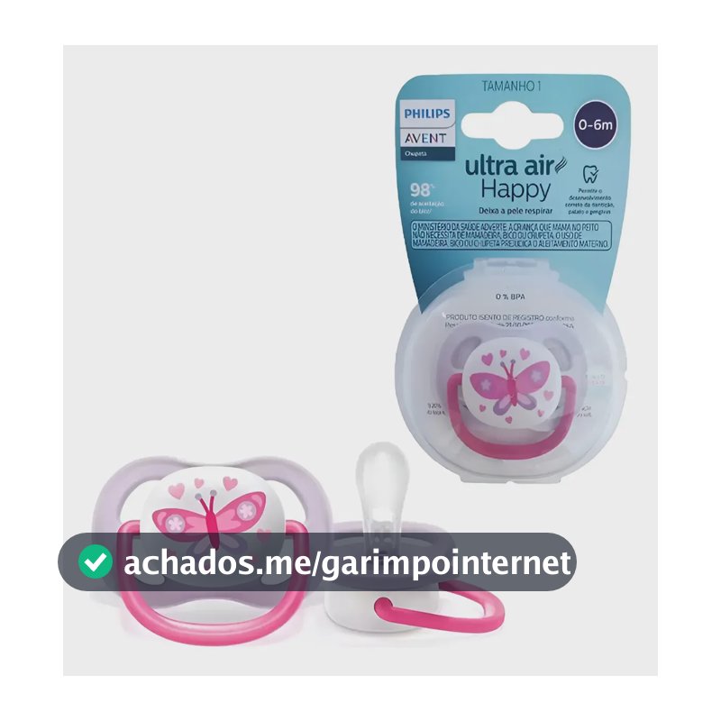 Chupeta Ultra Air Decorada 0-6 Meses Menino Menina Avent Cor Borboleta