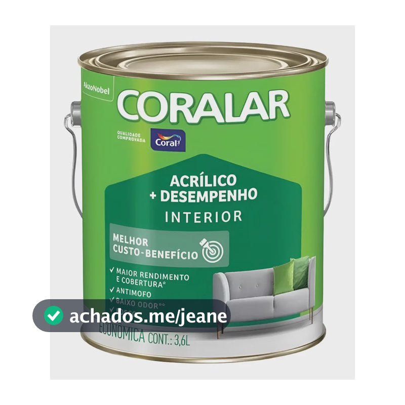 Tinta Acrílica Coral Coralar Branco 3.6L Antimofo Fosca Interior
