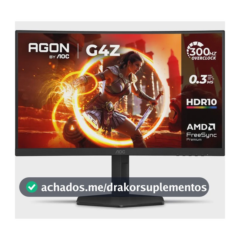 Monitor Gamer Curvo AOC AGON G4Z 27" 300Hz 0,3ms HDR10 Base Ajustável C27G4Z/P Preto