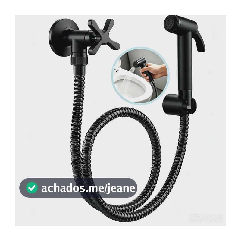 Ducha Higiênica Luxo Metal Yesop Preto Fosco Chuveirinho Completa Metal 1/4 De Volta