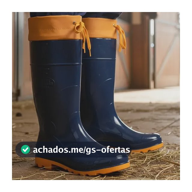 Bota Borracha Pvc Impermeável Azul/amarela C/amarra Galocha