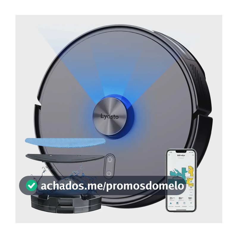 Robô Aspirador De Pó 4 Em 1 Varre Aspira E Passa Pano Com Lds Mapeamento Lydsto R1d Compatível Com Xiaomi Home Preto