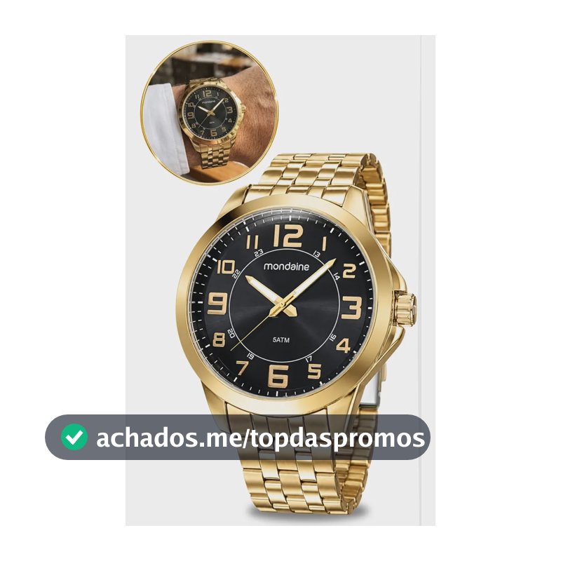 Relógio Mondaine Masculino Quartz Lançamento Pulso Original  Dourado Preto
