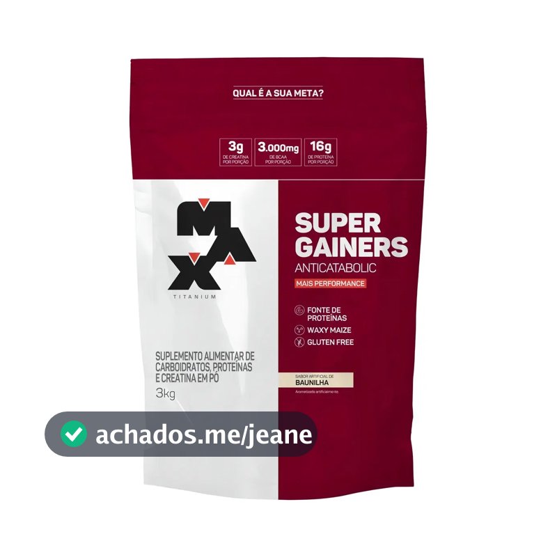 Hipercalórico 3kg Super Gainers Max Titanium Baunilha Alto Valor Calórico
