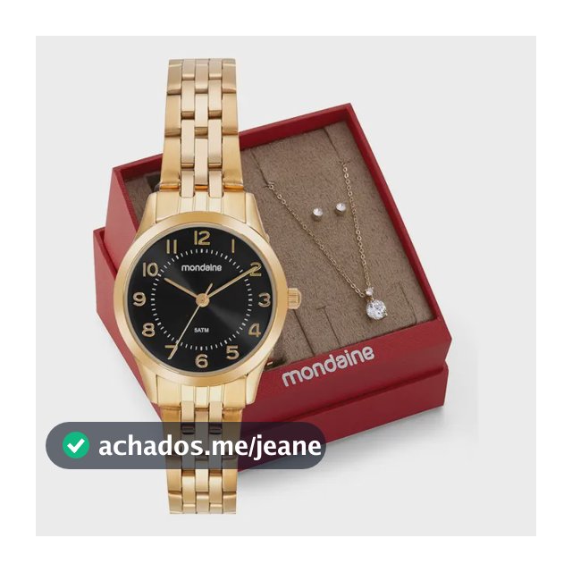 Kit Relógio Mondaine Feminino Dourado E Preto 32796lpmkde2k1