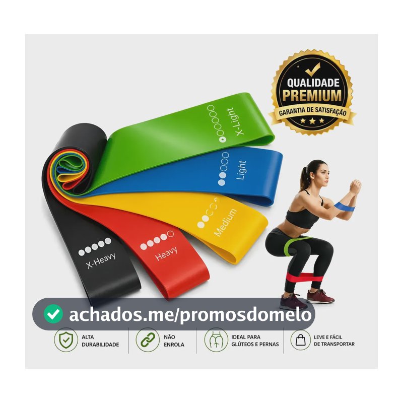 Kit 5 Faixa Elastica P/ Treino Extersor Super Band Academia