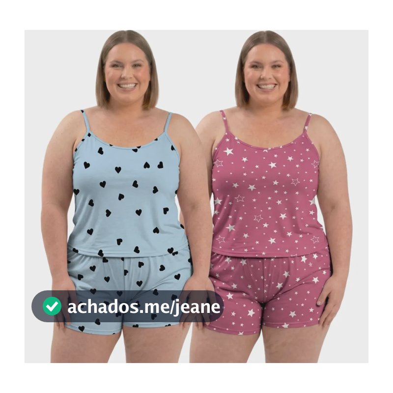 2 Plus Size Pijama Conjunto Feminino Baby Doll Exclusivo Multicolorido Estampados Gg3(50 Ao 52)