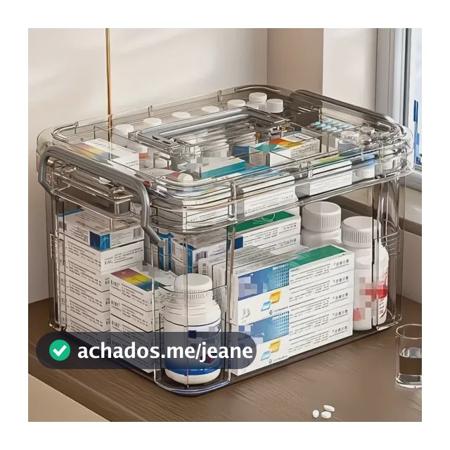 Caixa Organizadora Transparente Para Remédios E Farmácia Gray
