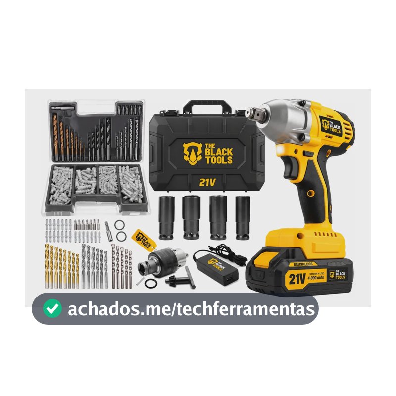 Kit Chave De Impacto/parafusadeira 21v Brushless + 300 Peças Amarelo E Preto 127/220v