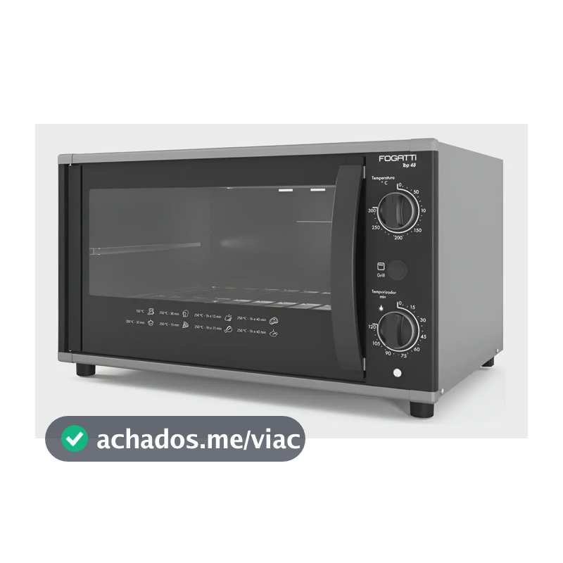 Forno De Banca Elétrico Top48 Fogatti 48 Litros Black 220v 220v Preto