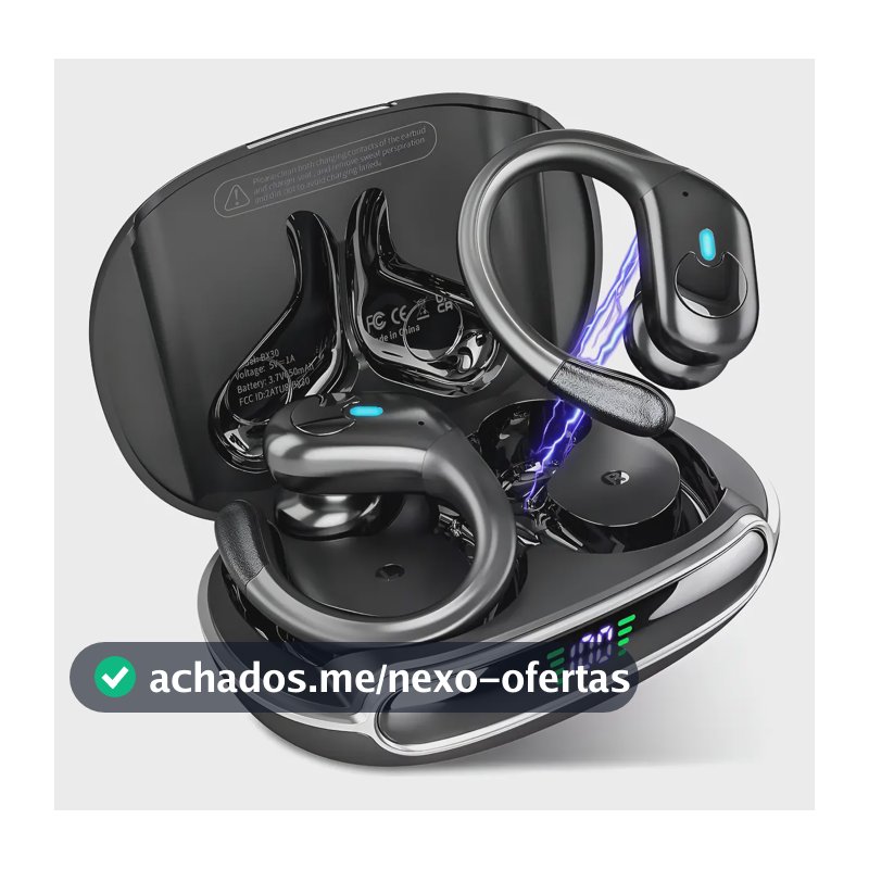 Fone de Ouvido Mertto BX30 Sem Fio Bluetooth IPX7, com Cancelamento de Ruído e LED