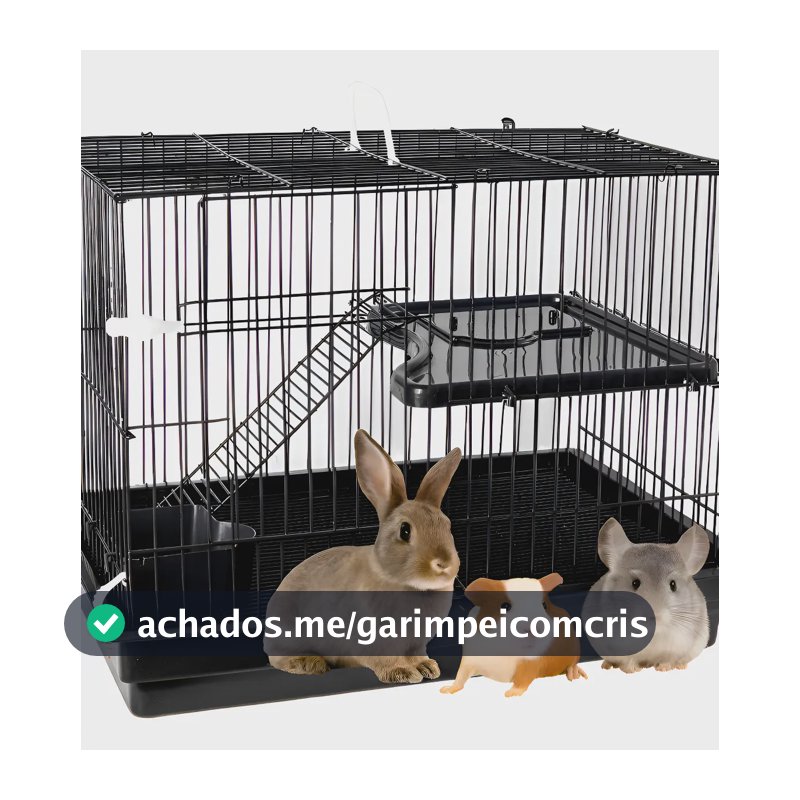 Gaiola Porquinho Da India Coelho Chinchila Grande Cor Black