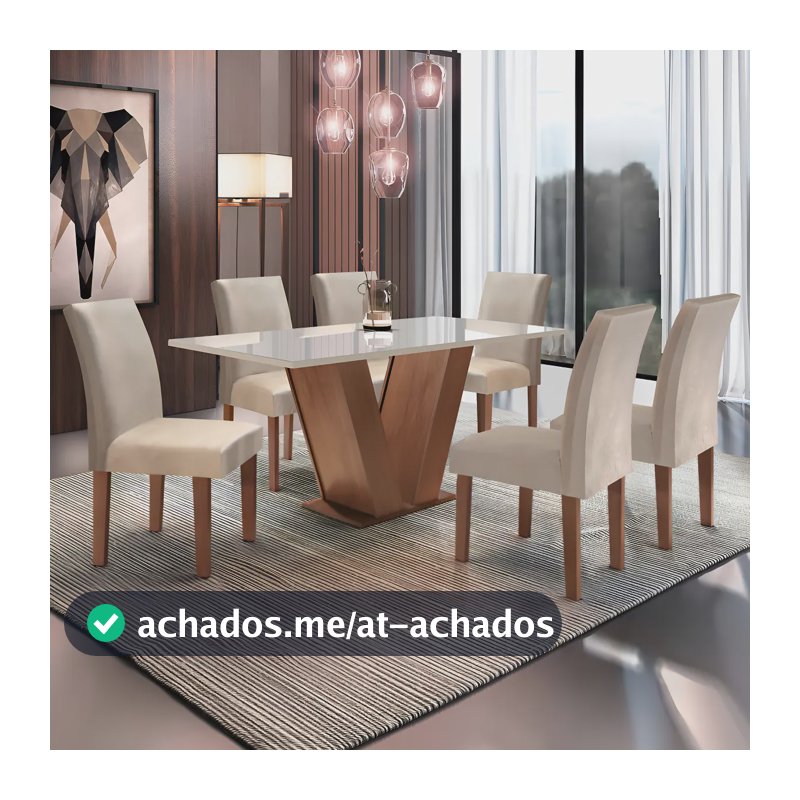 Conjunto Sala De Jantar Mesa Tampo De Vidro 6 Cadeiras Espanha Yescasa