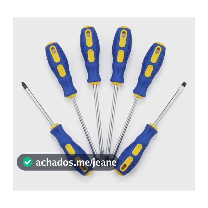 Jogo 6 Chaves De Fenda E Phillips 100 A 200mm Kit Ferramenta