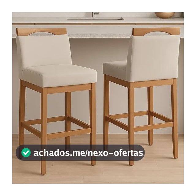2 Banqueta Alta Para Balcão Com Encosto Madeira Estofada