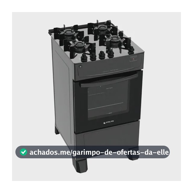 Fogão 4 Bocas Atlas Mônaco Top Glass com Mesa de Vidro e Acendimento Automático Preto Bivolt