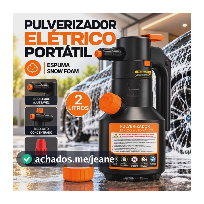 Pulverizador Elétrico 2l Snow Foam Espuma Alta Pressão Preto Preto