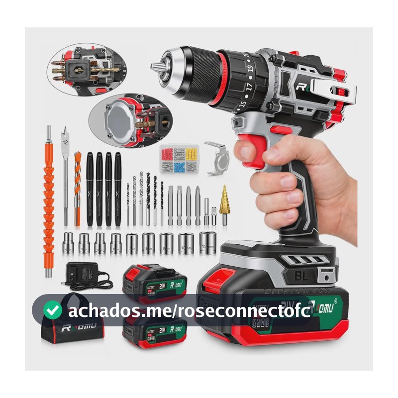 Parafusadeira Furadeira De Impacto Brushless 2 Baterias