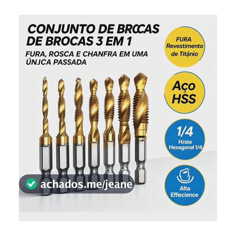 Kit Jogo 6 Broca Macho Fura E Faz Rosca Aço Rápido Espiral