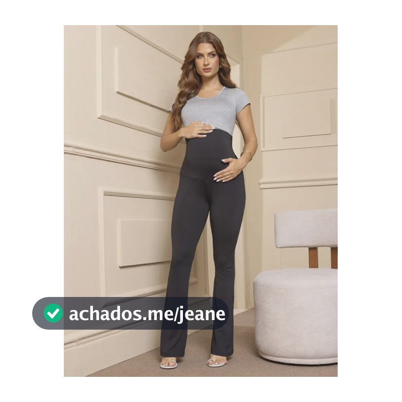 Calça Legging Gestante Flare Cós Alto Para Grávida Preto G