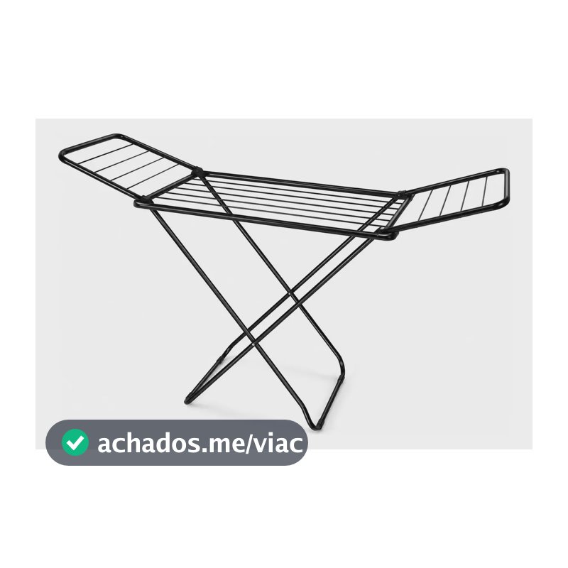 Varal De Chão Reforçado Com Abas Dobrável Retrátil Cor Preto Preto