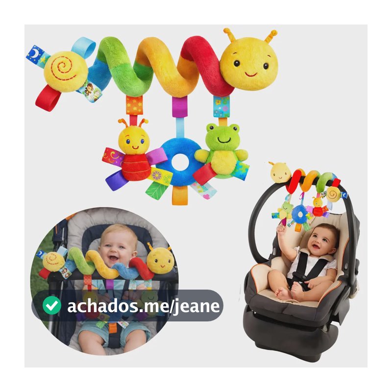 Móbile Centopeia Em Espiral Bebe Para Carrinho, Berço Com Chocalho Multisensorial 1ª Infância Bebê Conforto Marca D Dose