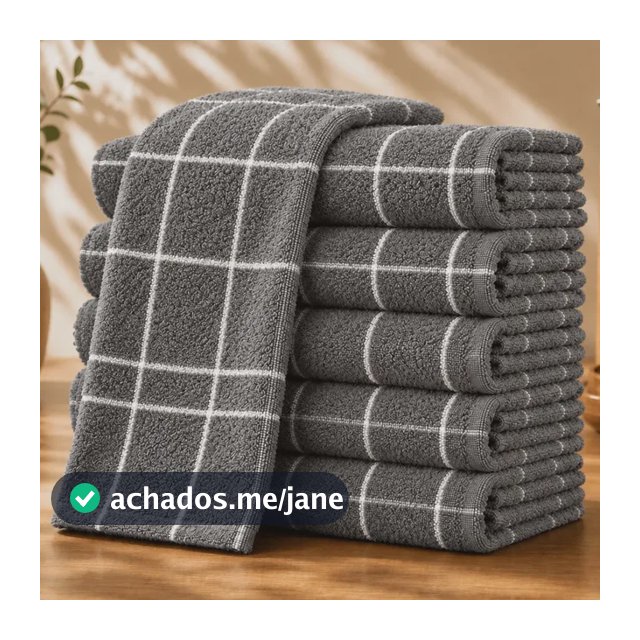 Kit 10 Panos De Prato Xadrez Atoalhado Alta Absorção Luxo Cinza