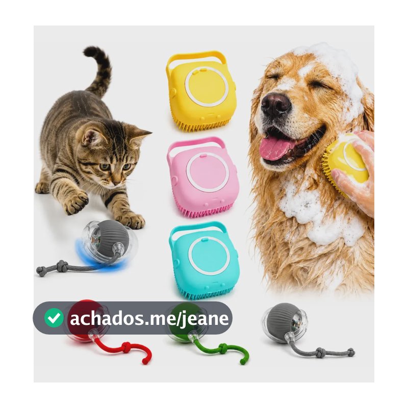 Kit Bola Inteligente Brinquedo Escova Eletrica  Gato Caes