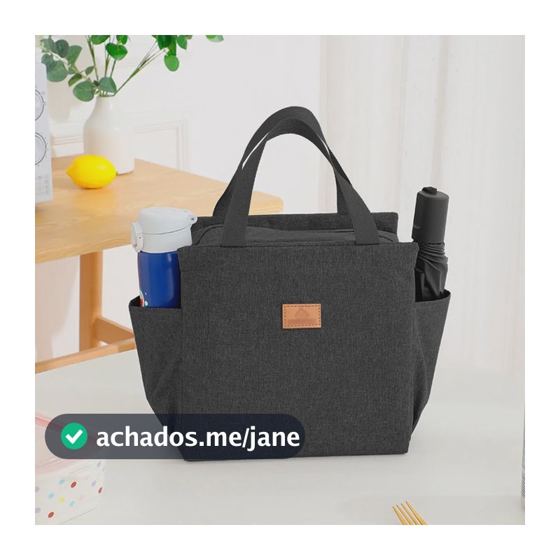 Bolsa Para Marmita Zíper Meimi Amores Preto Nylon Semi Impermeável